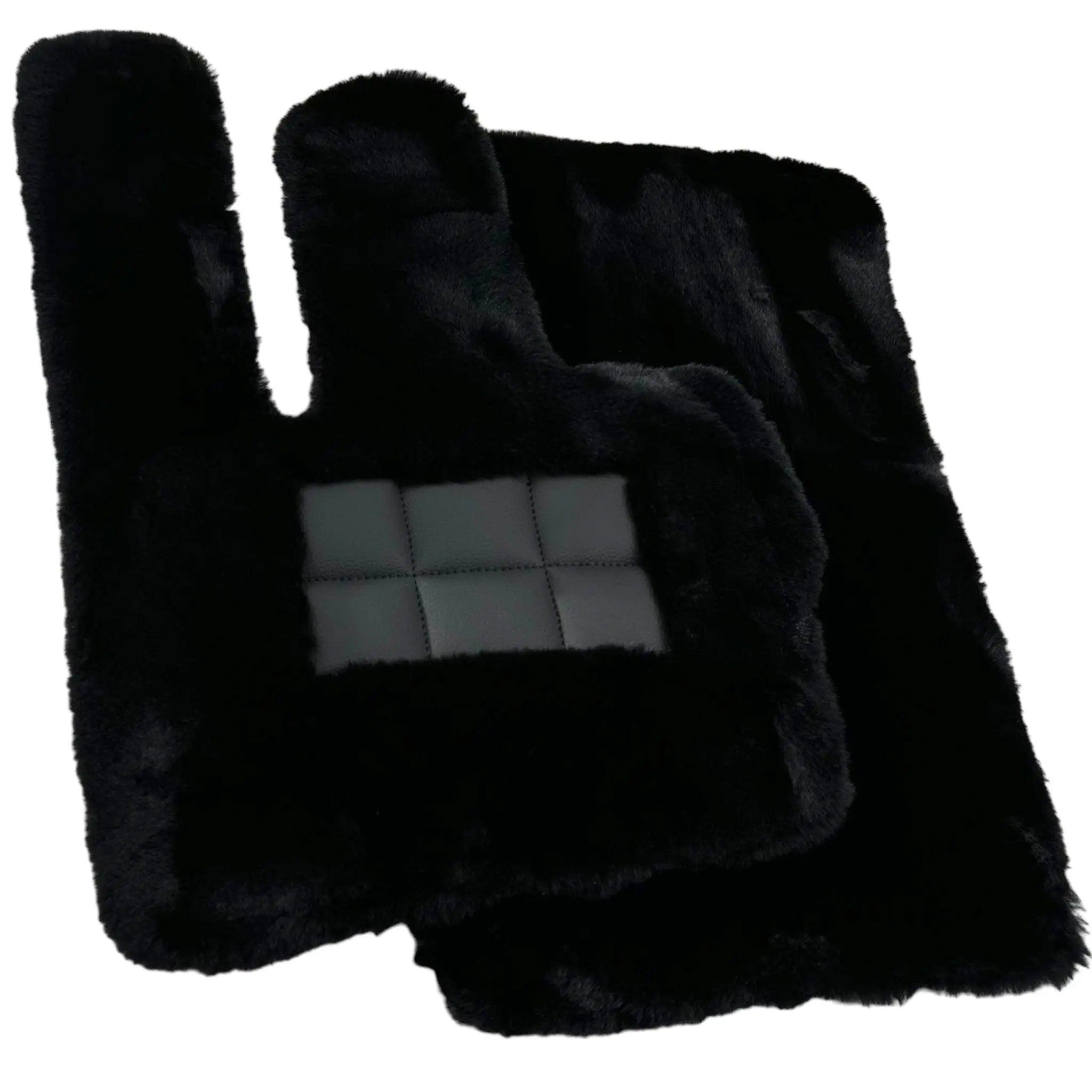 Black Sheepskin Floor Mats For Mercedes Benz A-Class W177 Hatchback Hybrid (2019-2023) | ER56 Design - AutoWin