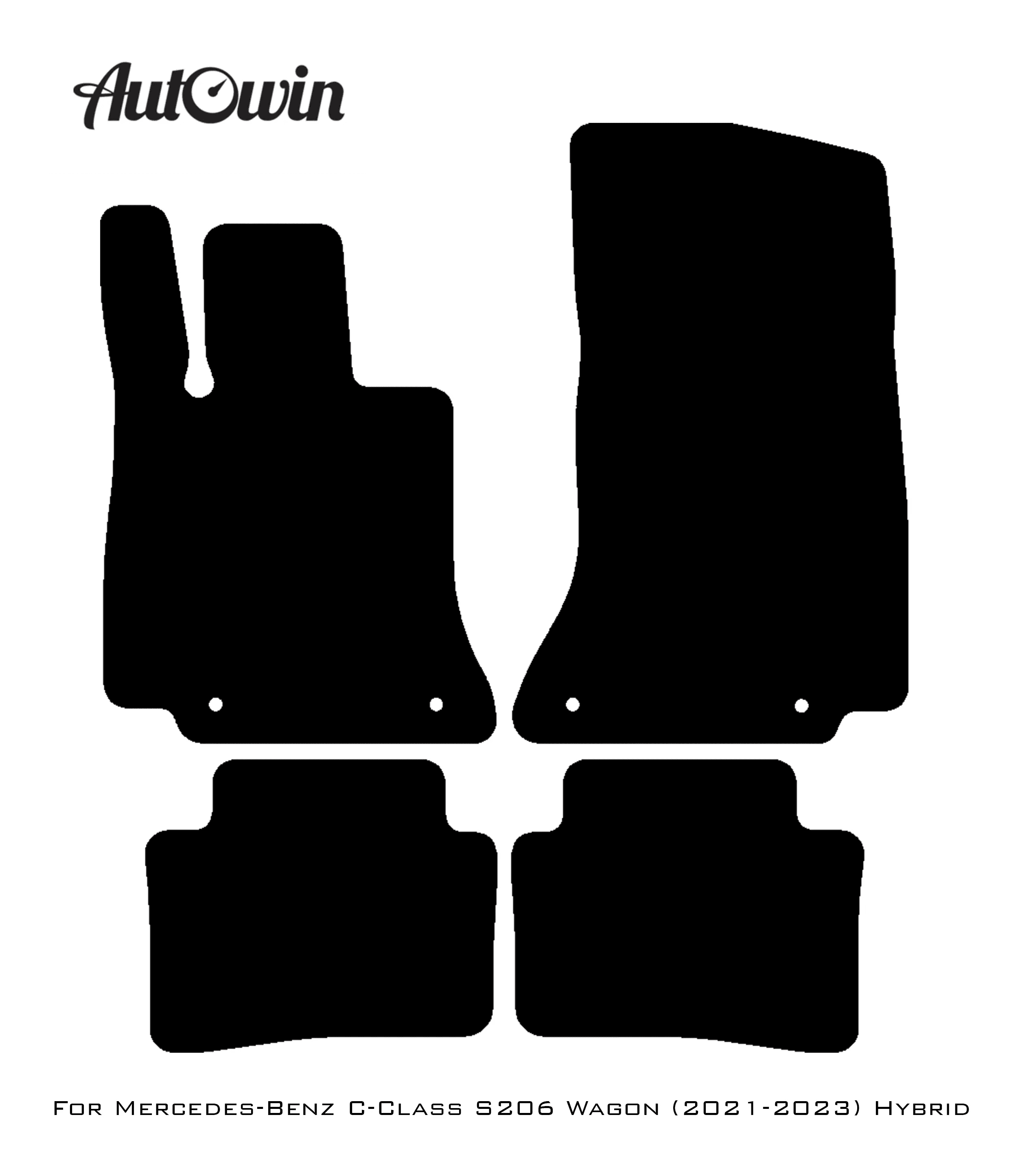 Black Sheepskin Floor Mats For Mercedes Benz C-Class S206 Wagon (2021-2023) Hybrid | ER56 Design - AutoWin