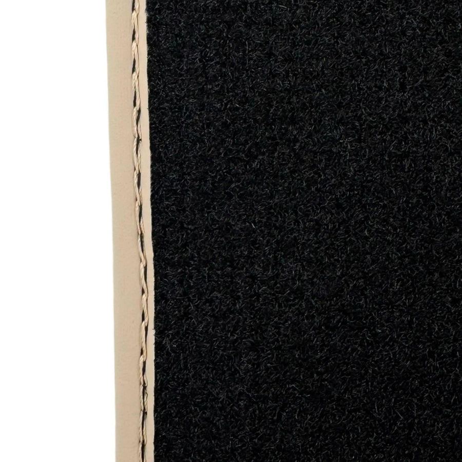 Black Stitched Leather Floor Mats for Maserati GranCabrio Sport (2011-2019) | Beige Trim - AutoWin