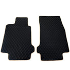 Black Stitched Leather Floor Mats for Maserati GranTurismo MC Stradale (2011-2015) | Beige Trim - AutoWin
