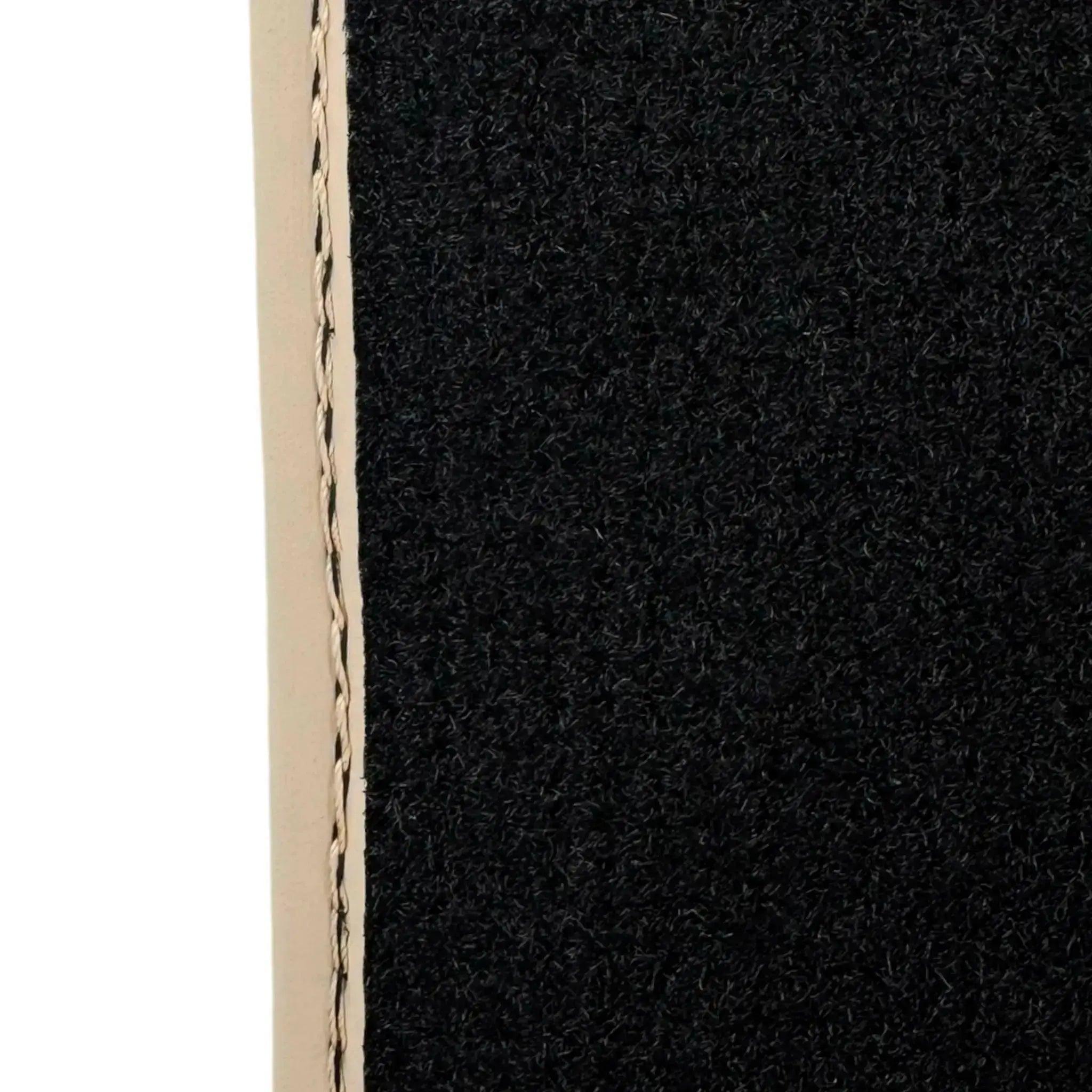 Black Stitched Leather Floor Mats for Maserati GranTurismo MC Stradale (2011-2015) | Beige Trim - AutoWin
