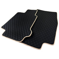 Black Stitched Leather Floor Mats for Maserati GranTurismo S (2008-2012) | Beige Trim - AutoWin