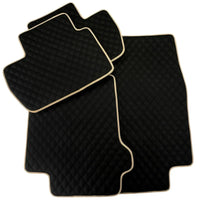 Black Stitched Leather Floor Mats for Maserati GranTurismo Sport (2012-2019) | Beige Trim - AutoWin