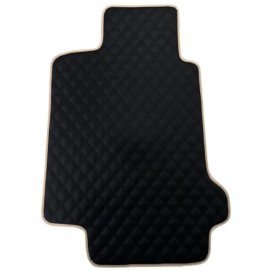 Black Stitched Leather Floor Mats for Maserati GranTurismo Sportline (2009-2019) | Beige Trim - AutoWin
