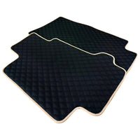 Black Stitched Leather Floor Mats for Maserati GranTurismo Sportline (2009-2019) | Beige Trim - AutoWin