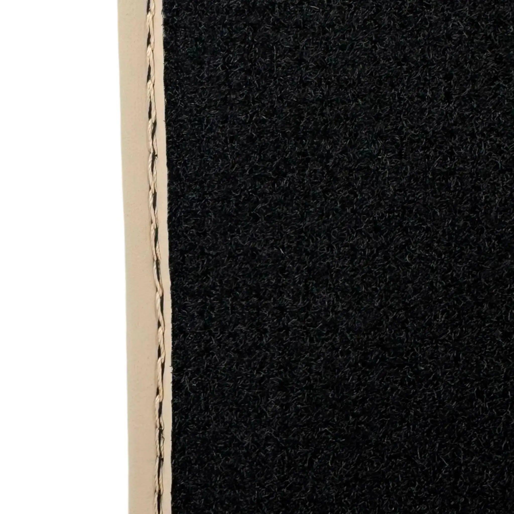 Black Stitched Leather Floor Mats for Maserati GranTurismo Sportline (2009-2019) | Beige Trim - AutoWin