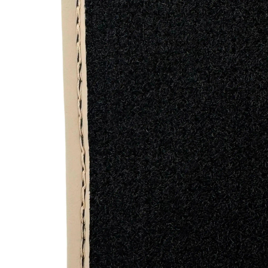 Black Stitched Leather Floor Mats for Maserati GranTurismo Sportline (2009-2019) | Beige Trim - AutoWin