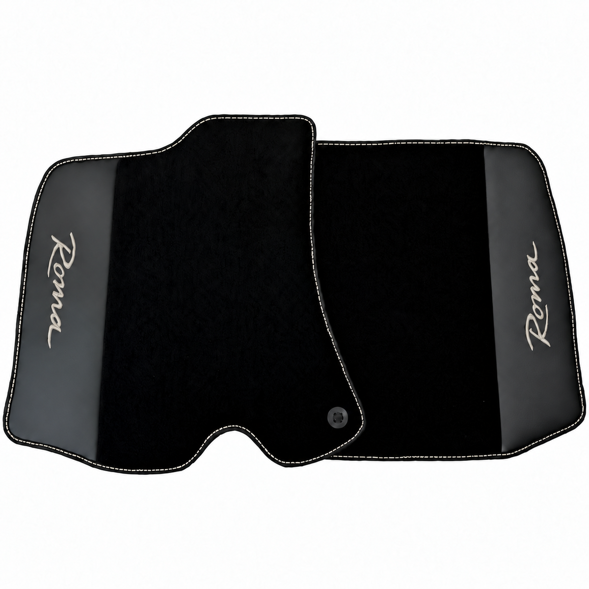 Black Floor Mats for Ferrari Roma (2021-2027) with Leather - Red logo