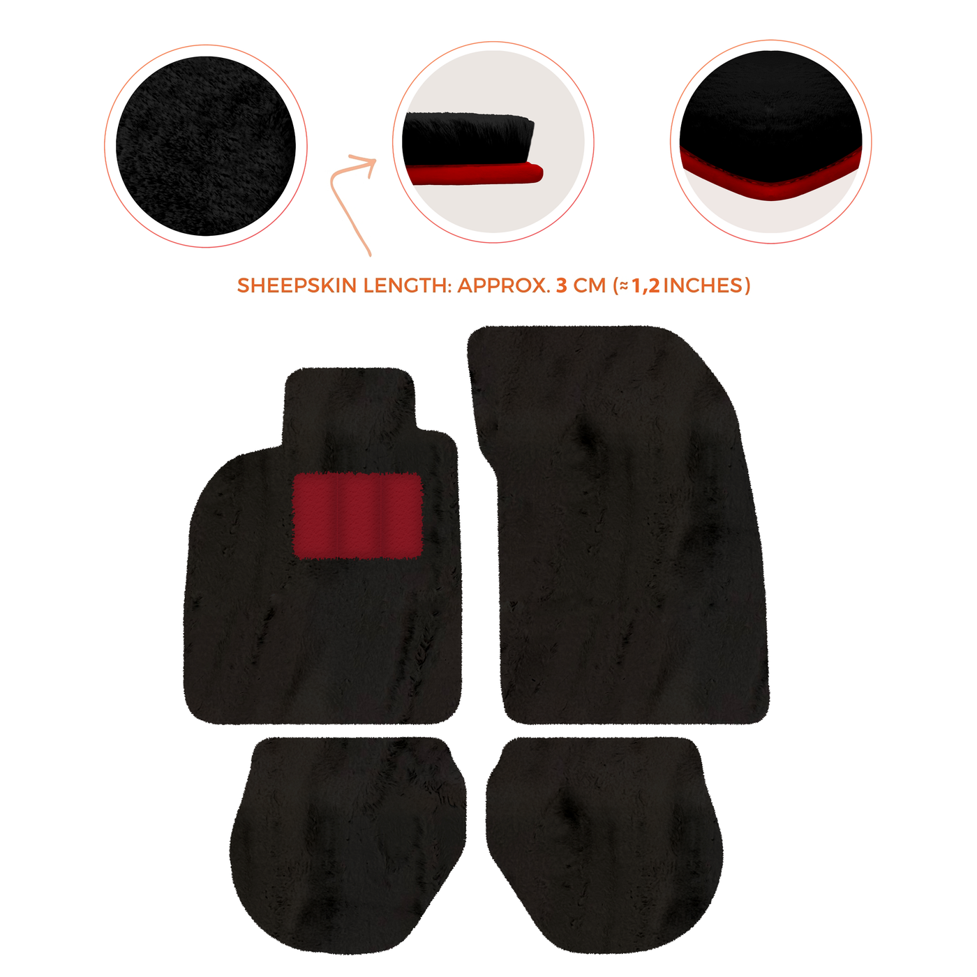 Sheepskin Floor Mats for Porsche 911-993 (1993-1998) - Sheepskin Length, Various Color Options
