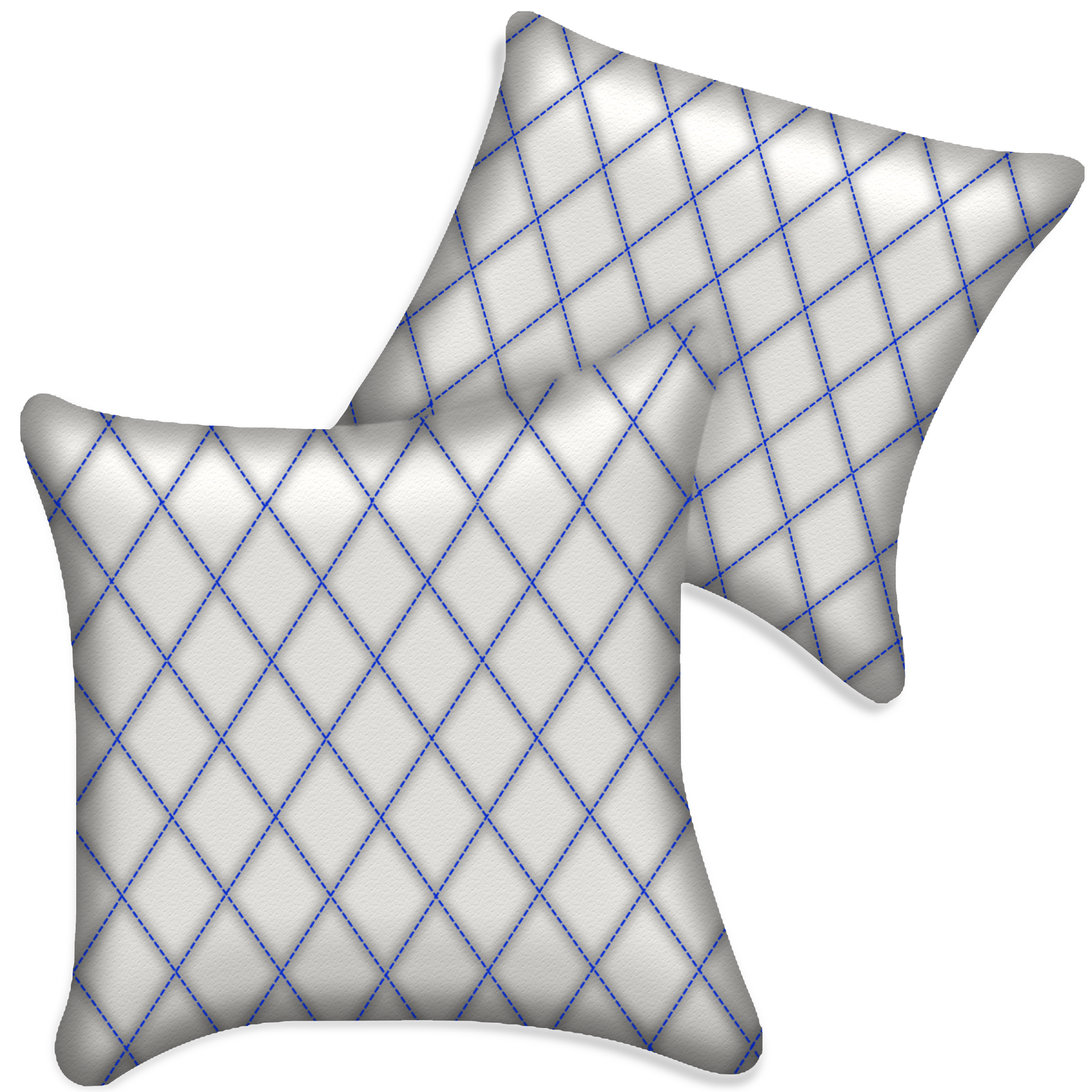 Customizable White Leather Pillows Set of 2 for All Vehicles | Single Diamond Pattern