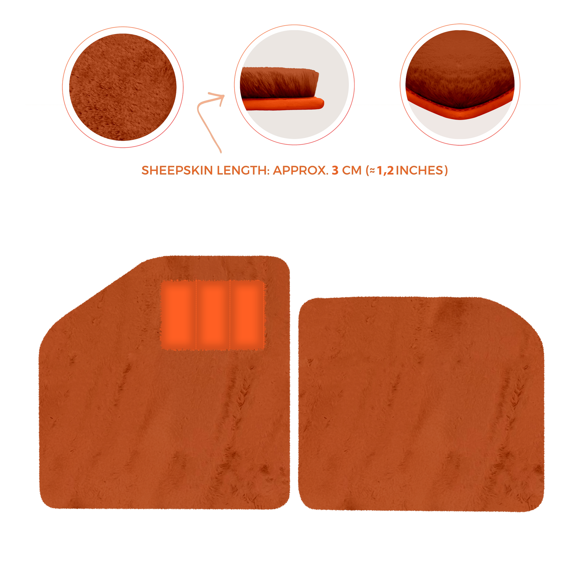 Sheepskin Floor Mats for Aston Martin Vulcan (2015-2016) Track Car - Luxury