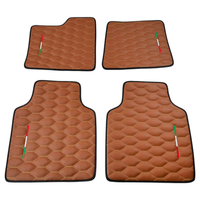 Brown Leather Viper Hex Pattern Floor Mats for Ferrari Purosangue (2023-2024) with Italian Flag