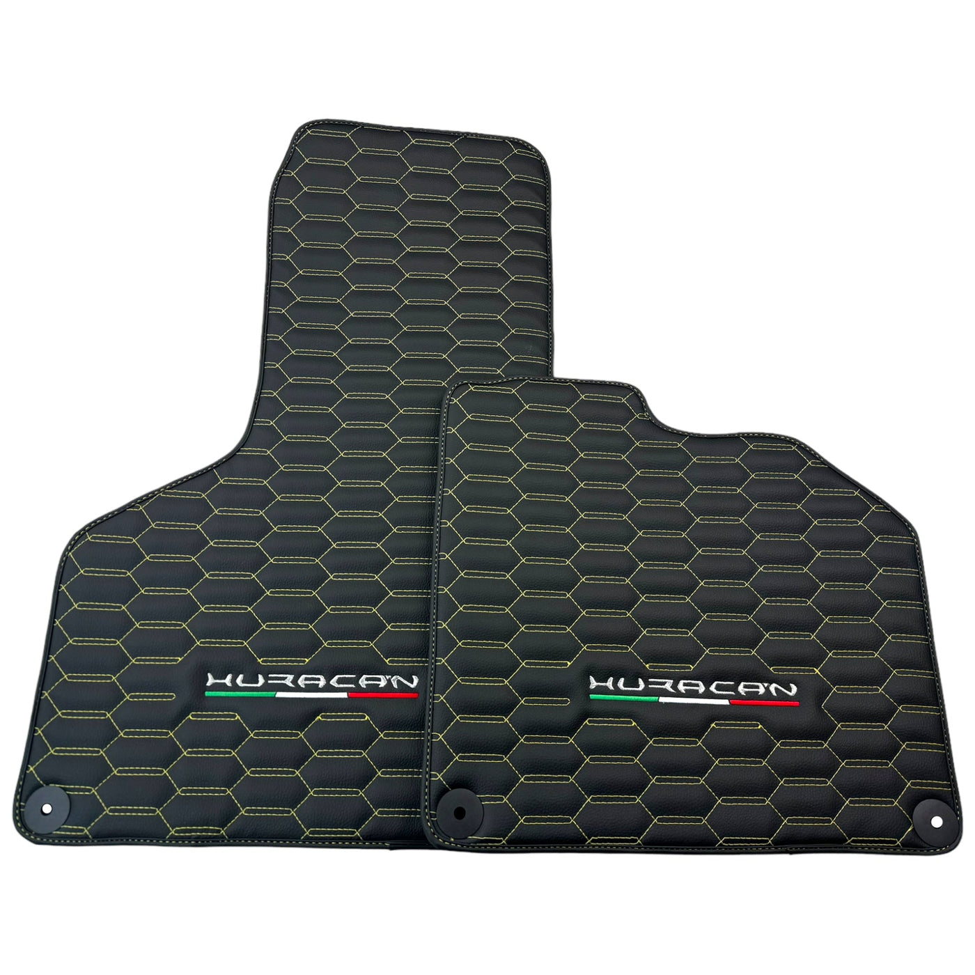 Floor Mats for Lamborghini Huracan Leather Yellow Stitching