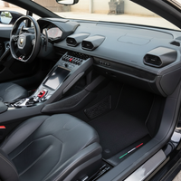 Custom Black Floor Mats for Lamborghini Huracan with Carbon Fiber Leather