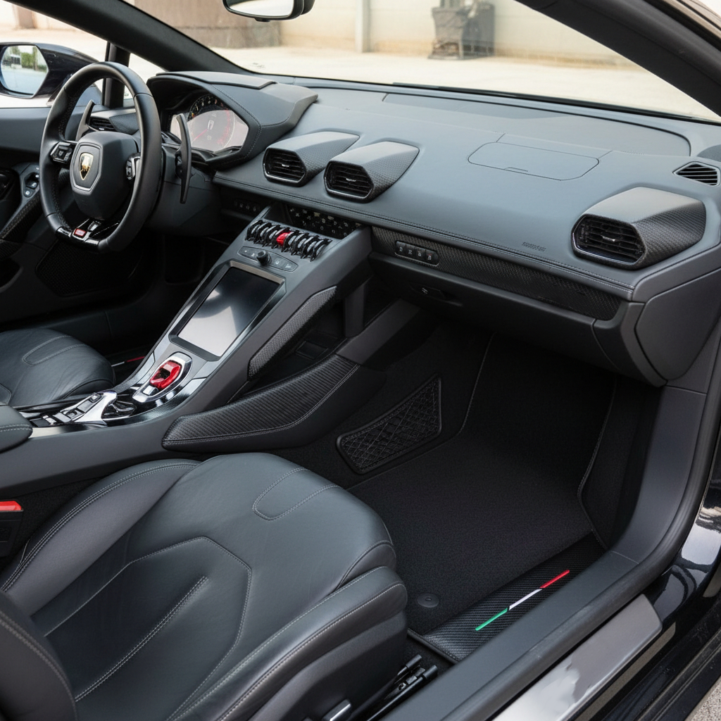 Interior look of floor mats for Lamborghini Huracan