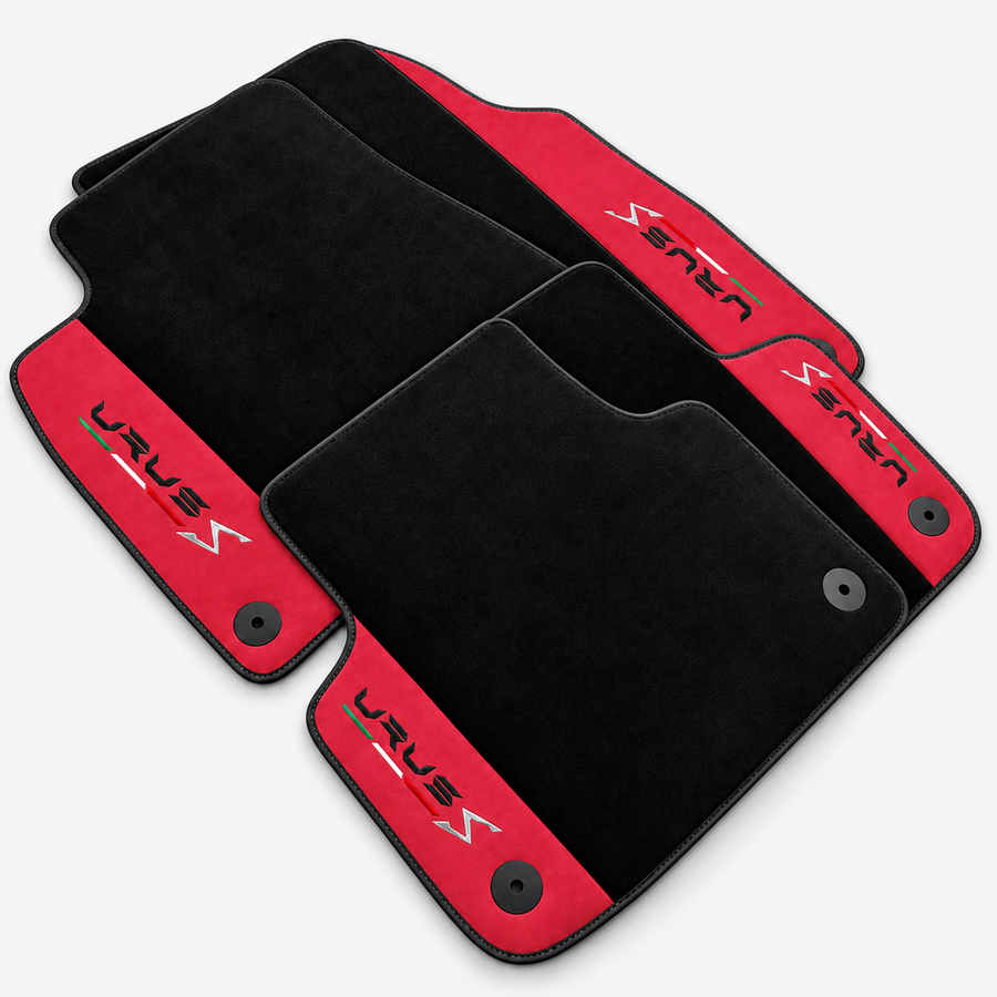 Black Floor Mats for Lamborghini Urus S With Red Leather