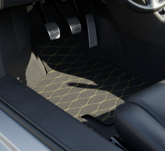Customizable Leather Floor Mats with Vertical Hex Pattern for Lamborghini Countach (1974–1990) - AutoWin