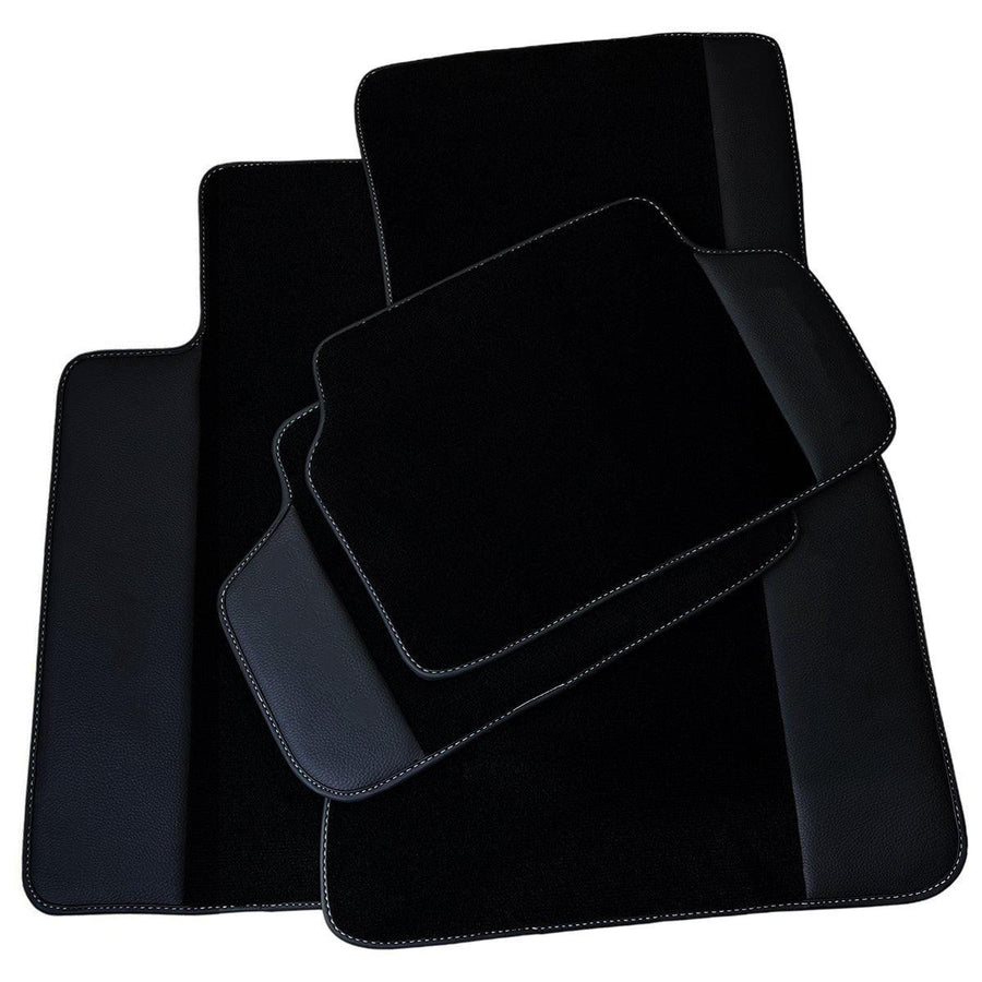 Customizable Black Mats Mats For BMW 5 Series E39 With Leather - AutoWin