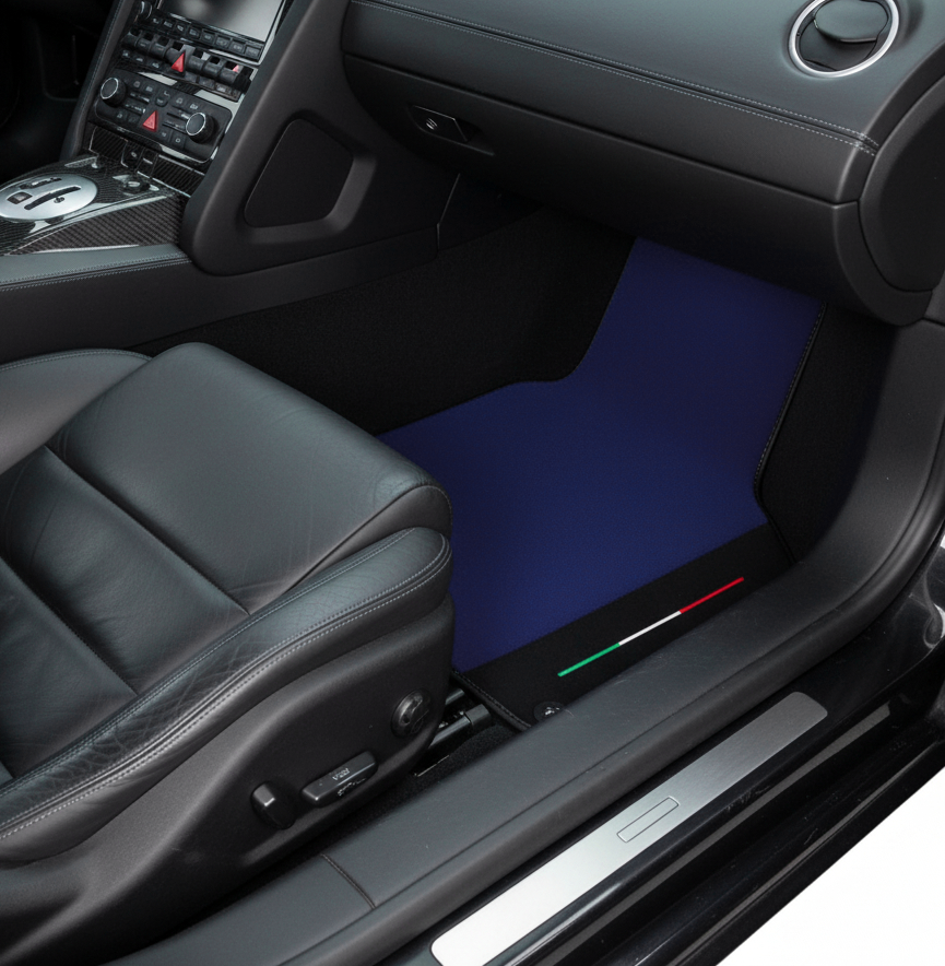 Custom Dark Blue Floor Mats for Lamborghini Gallardo With Alcantara Leather