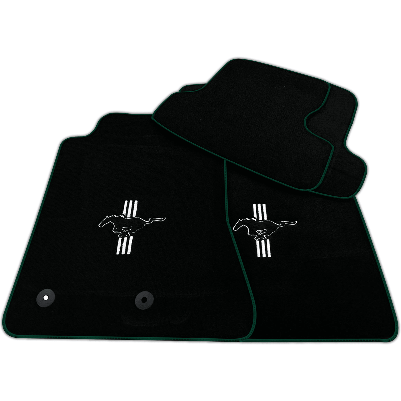 Black Floor Mats For Ford Mustang VI (2015-2023) with Pony | Various Trim Colors