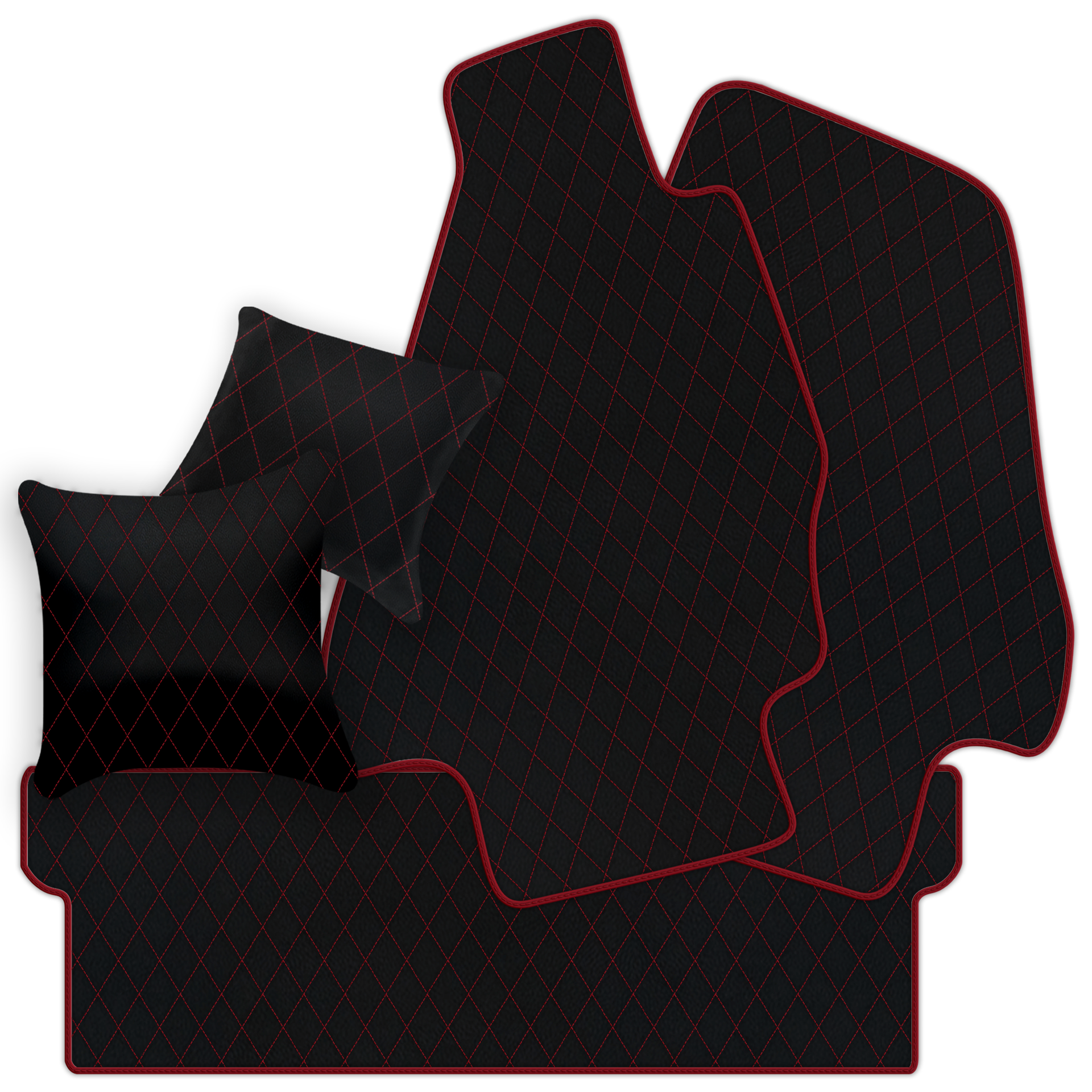 Customizable Leather Trunk Floor Mats with Double Diamond Pattern for Ferrari Dino GT4 (1973-1979) - AutoWin