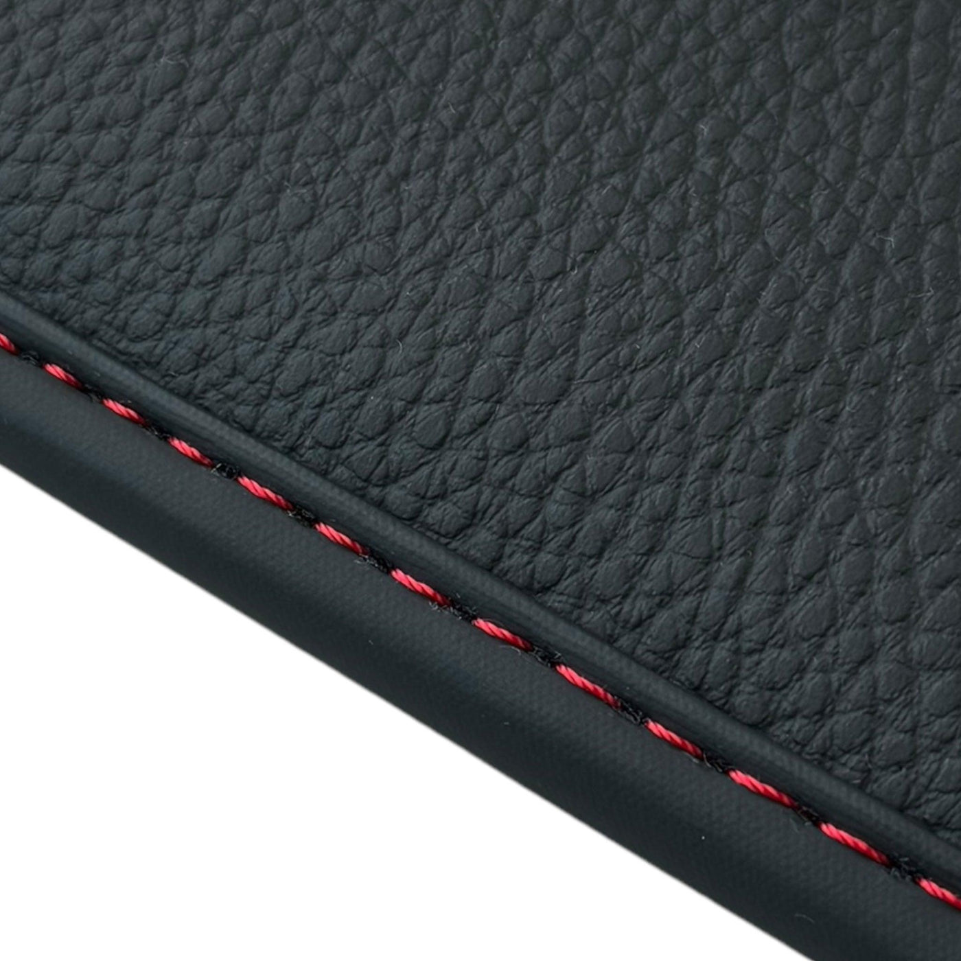Black Sheepskin Floor Mats for Ferrari Roma (2021-2024) with Leather - AutoWin