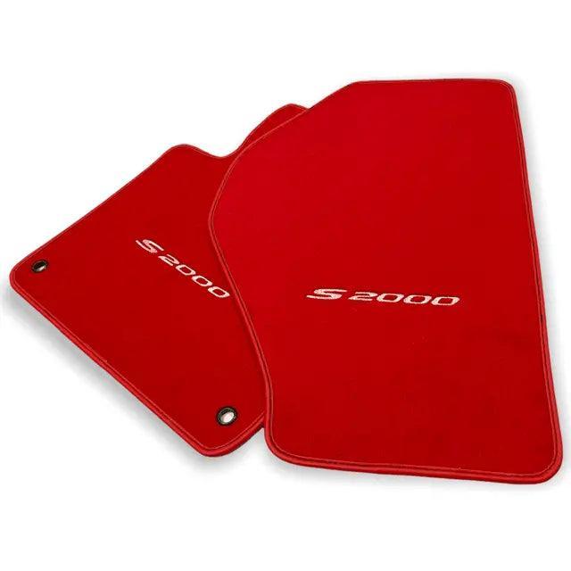 Floor Mats For Honda S2000 1999–2004 Red Tailored With White S2000 Logo - AutoWin