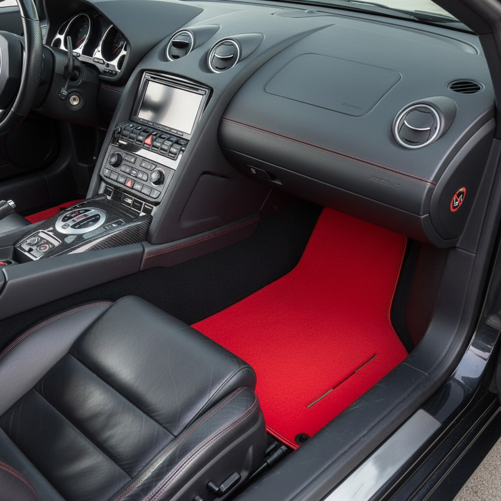 Interior look of floor mats for Lamborghini Gallardo Red Color