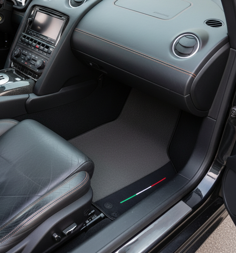 Interior look of floor mats for Lamborghini Gallardo With Alcantara Leather