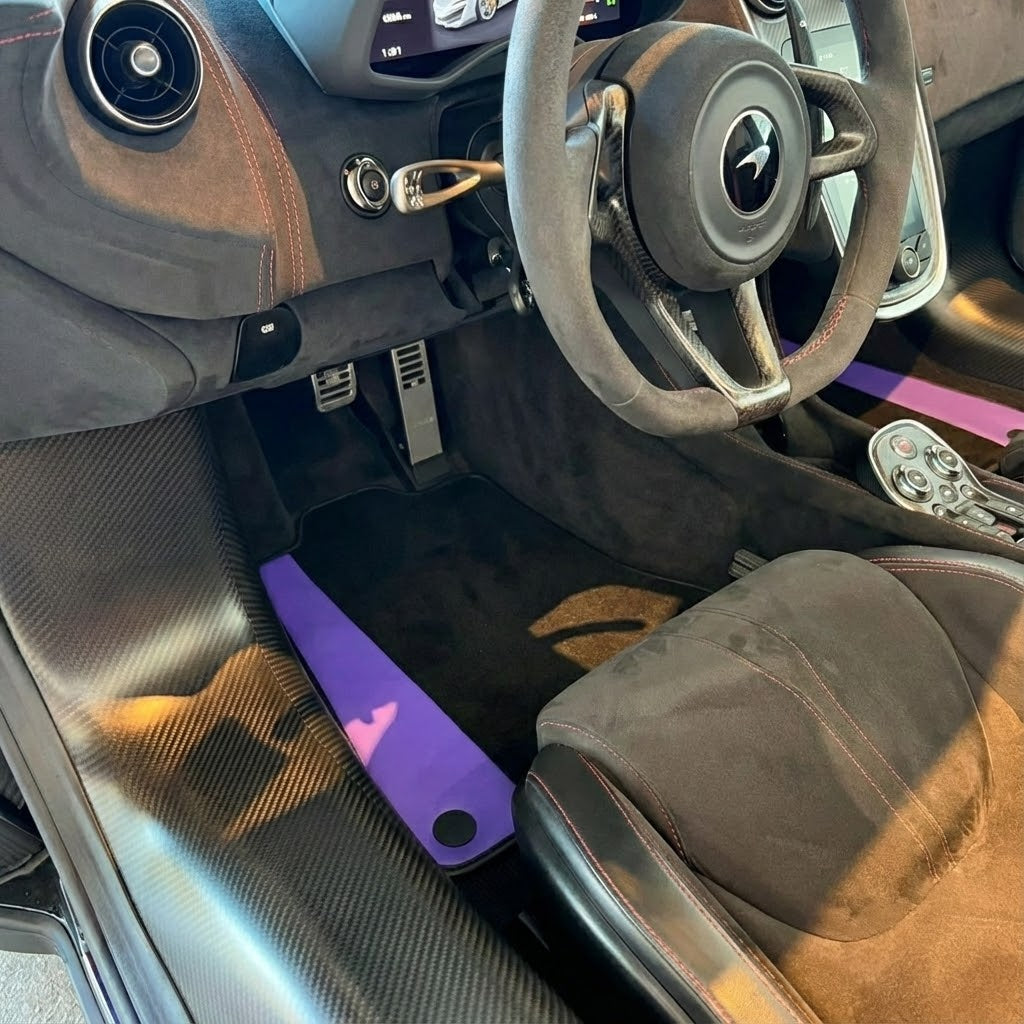 Interior look of floor mats for McLaren 600 LT (2018-2020) | Black Trim