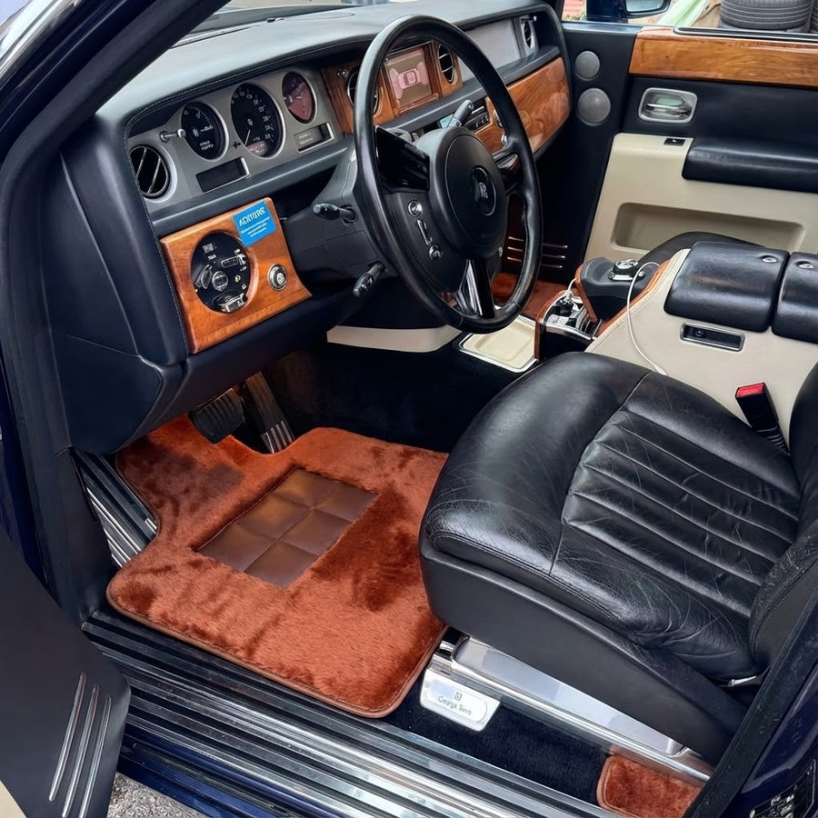 Ginger Color Sheepskin Floor Mats for Rolls-Royce Phantom Drophead Coupe (2007-2016)