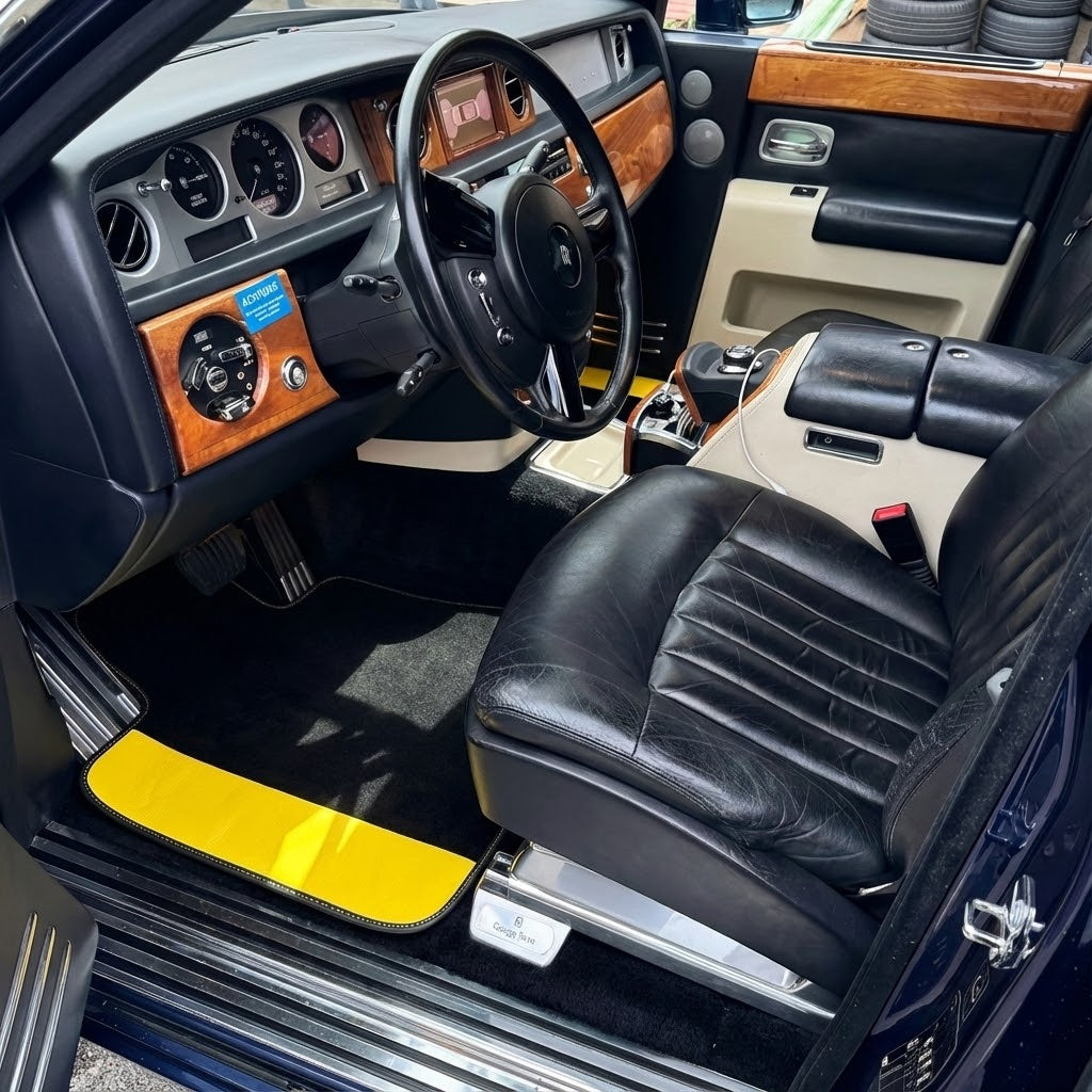 Custom Floor Mats for Rolls Royce Phantom Drophead Coupe with Yellow Leather
