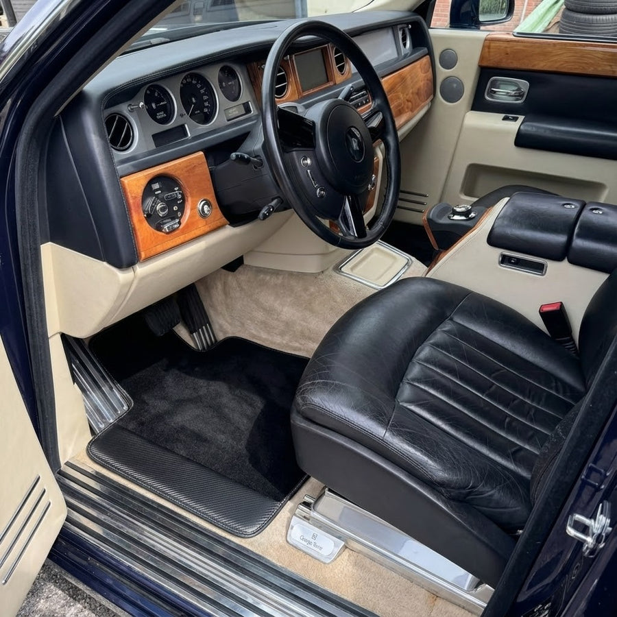 Custom Floor Mats for Rolls Royce Phantom Sedan (2003-2016) With Carbon Fiber Leather