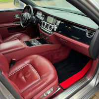 Custom Black Floor Mats for Rolls Royce Ghost Series II (2021-2024) with Red Alcantara