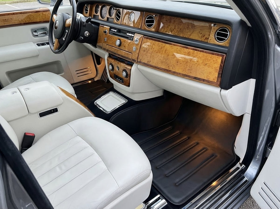 Leather Floor Mats For Rolls Royce Black Badge Phantom Drophead Coupe 2007–2016 Black