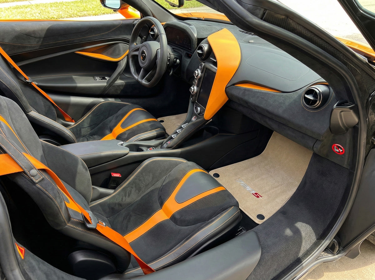 Interior look of floor mats for Floor Mats For McLaren 720S Beige Tailored Carpets Set AutoWin