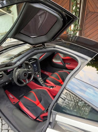 Black Floor Mats For McLaren 720S (2017-2021) With Red Leather
