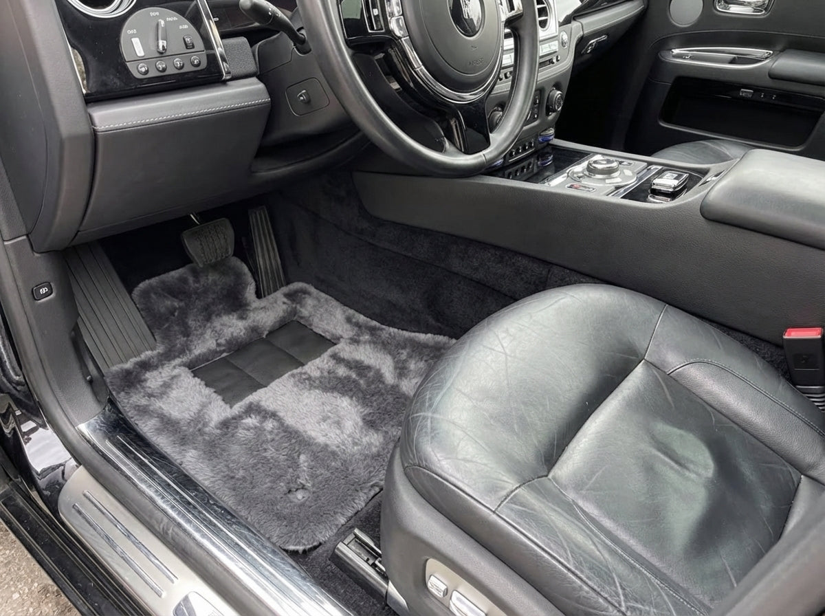 Dark Gray Sheepskin Floor Mats For Rolls Royce Ghost Series II (2021-2024) ER56 Design Brand