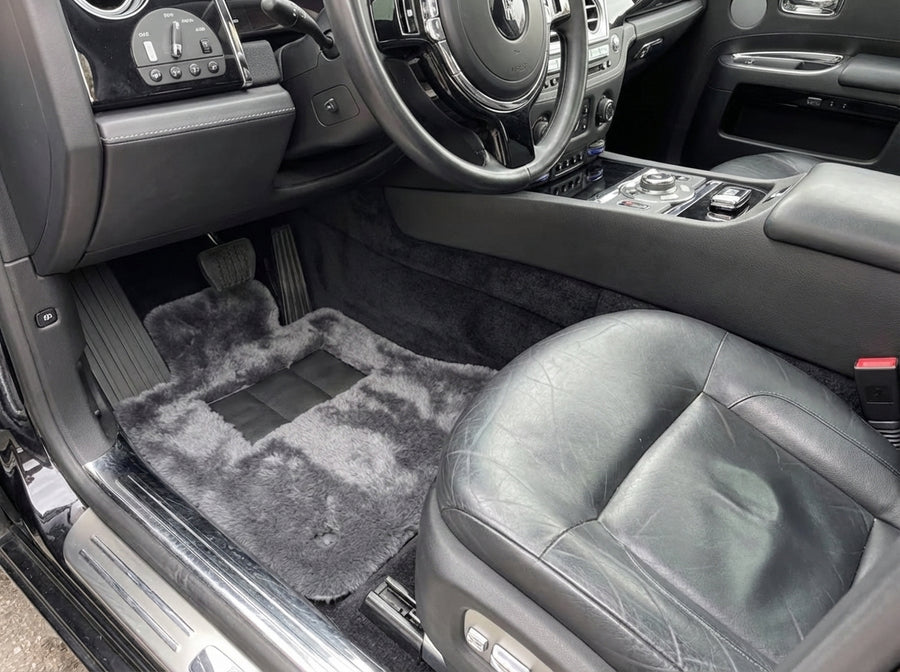 Dark Gray Sheepskin Floor Mats For Rolls Royce Ghost Series II (2021-2024) ER56 Design Brand