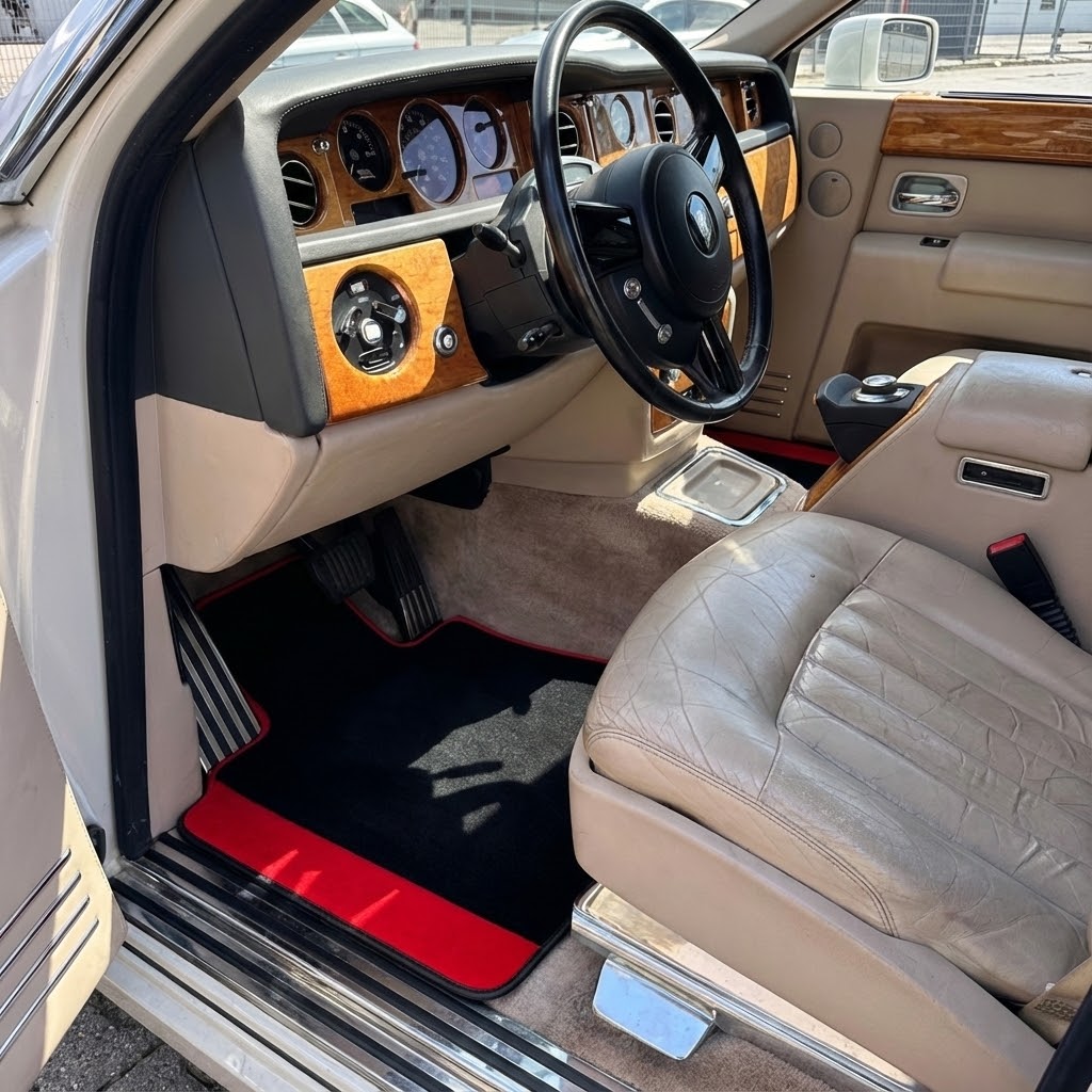 Custom Floor Mats for Rolls Royce Phantom Drophead Coupe with Red Alcantara