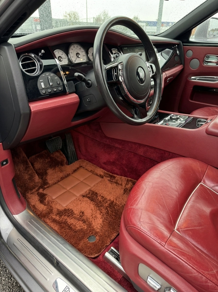 Brown Sheepskin Floor Mats For Rolls Royce Ghost Series II (2021-2024) ER56 Design Brand