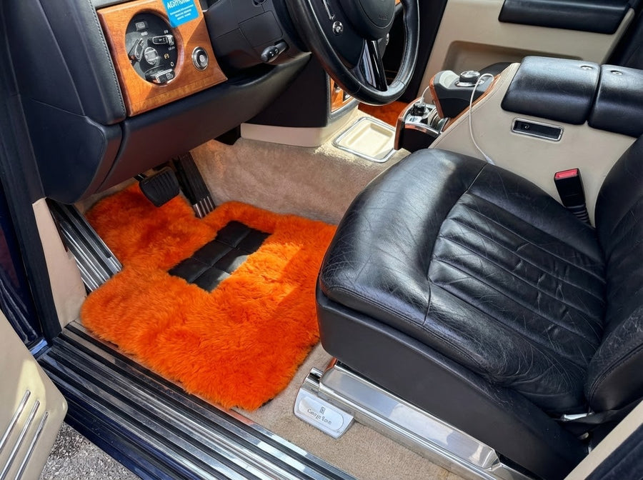 Orange Sheepskin Floor Mats For Rolls Royce Phantom 2003–2016 Er56 Design Brand