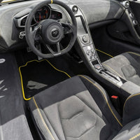 Floor Mats For McLaren 650S (2015-2018) Black Tailored With Yellow Trim