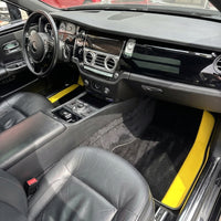 Custom Black Floor Mats for Rolls Royce Ghost Series I (2010–2020) with Yellow Leather