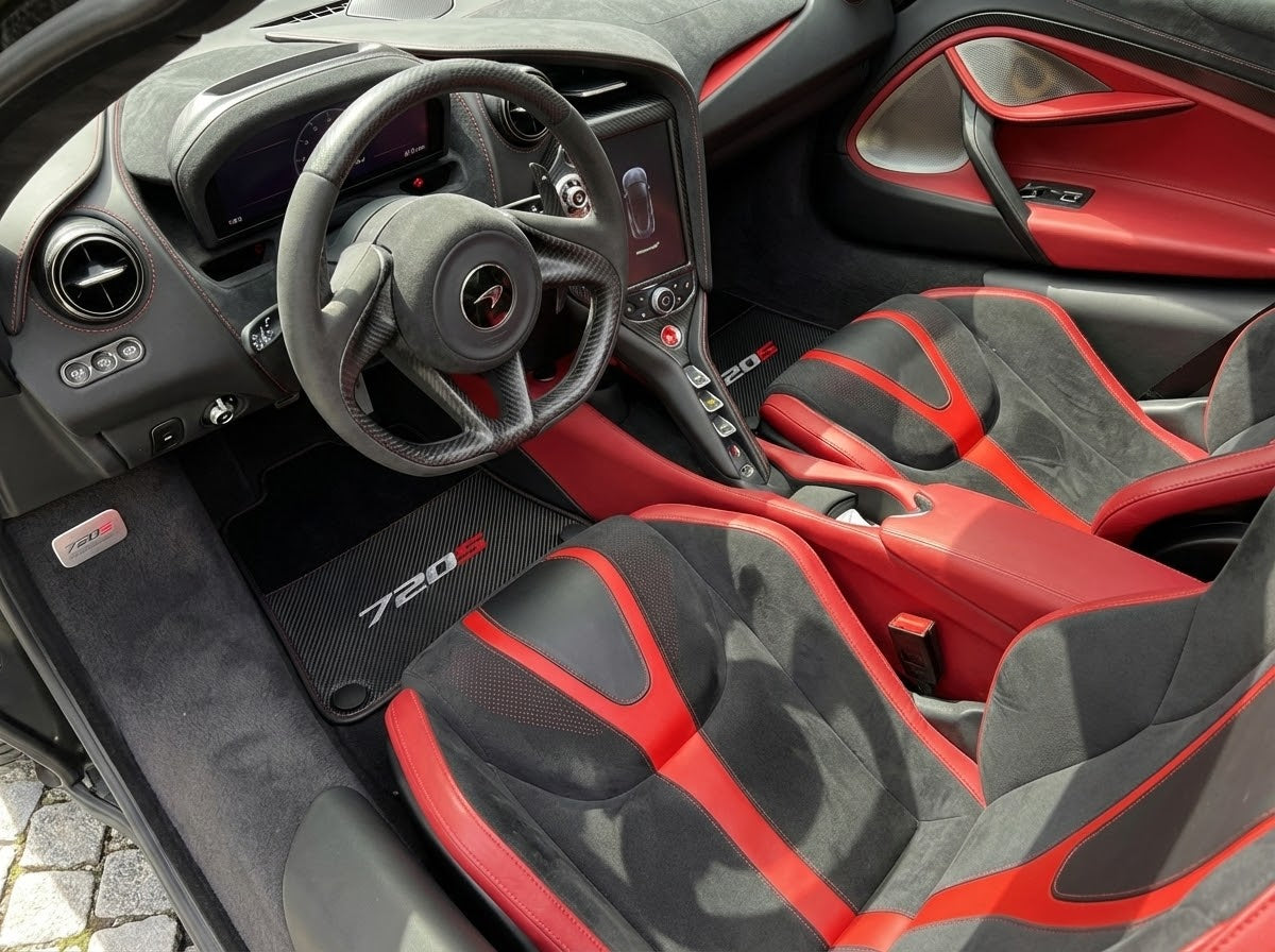 Floor Mats For McLaren 720S Black Tailored Carpets With Carbon - AutoWin