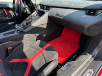 Customizable Red Floor Mats for Lamborghini Aventador With Alcantara Leather
