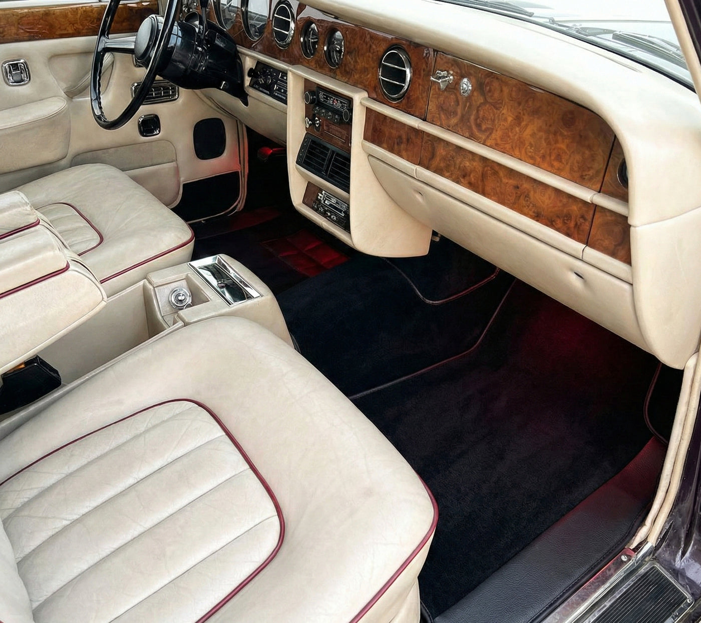 Custom Floor Mats for Rolls Royce Shadow (1965-1977) With Black Leather
