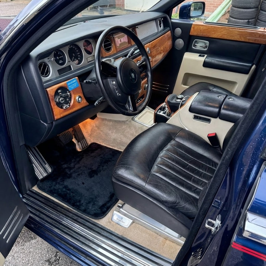 Dark Blue Sheepskin Floor Mats for Rolls-Royce Phantom Sedan (2003-2016)