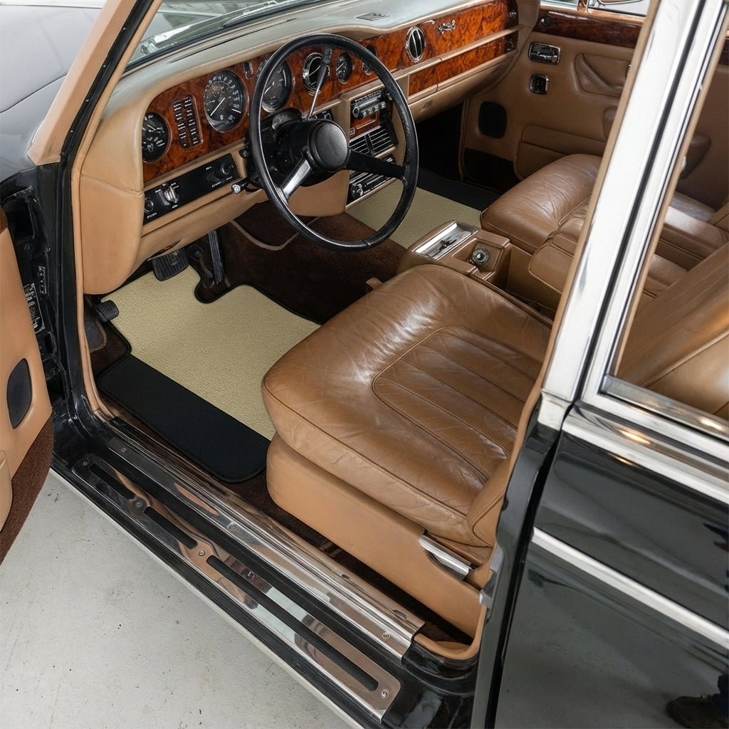 Dark Blue Sheepskin Floor Mats for Rolls-Royce Wraith (2013–2023) - AutoWin