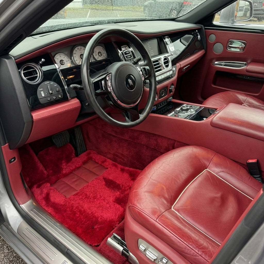Red Sheepskin Floor Mats For Rolls Royce Ghost Series I (2010–2020) Er56 Design Brand